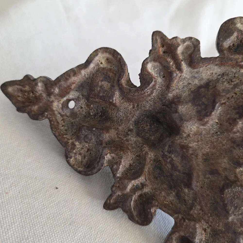 Antique Baroque Victorian Cherub Angel Wall Mount Coat Hook Ornate. Cast Iron.